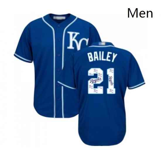 Mens Kansas City Royals 21 Homer Bailey Blue Authentic Blue Team Logo Fashion Cool Base Baseball Jersey